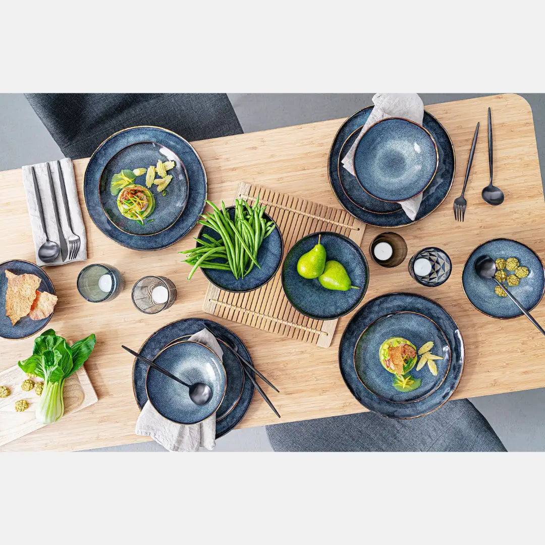 Steingut Geschirrset Tokio, Tafelservice 12 teilig für 4 Personen